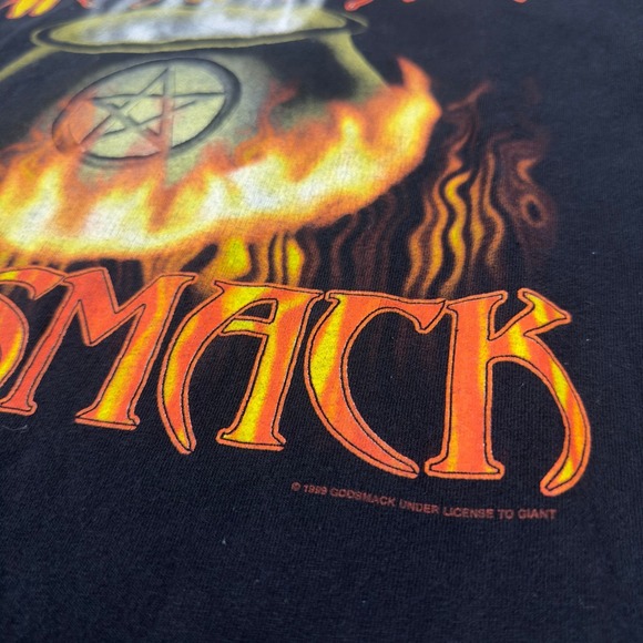 Vintage 1999 Godsmack Band T Shirt Black Pentagram Cauldron Giant Tag Men's L - Picture 2 of 3